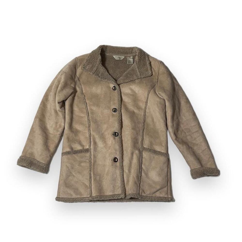 Vintage L.L. Bean Faux Suede Sherpa Lined Long Coat / Jacket women’s Size M